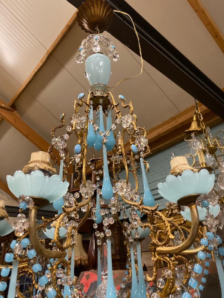 Blue big opaline italy chandeleir