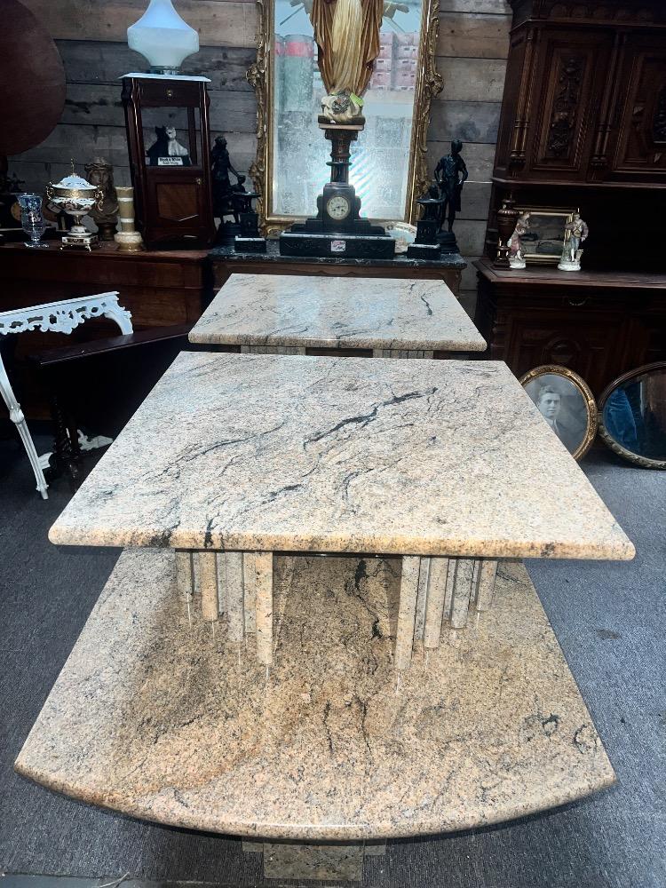 Full set of Midcentury Italian marble granite tables