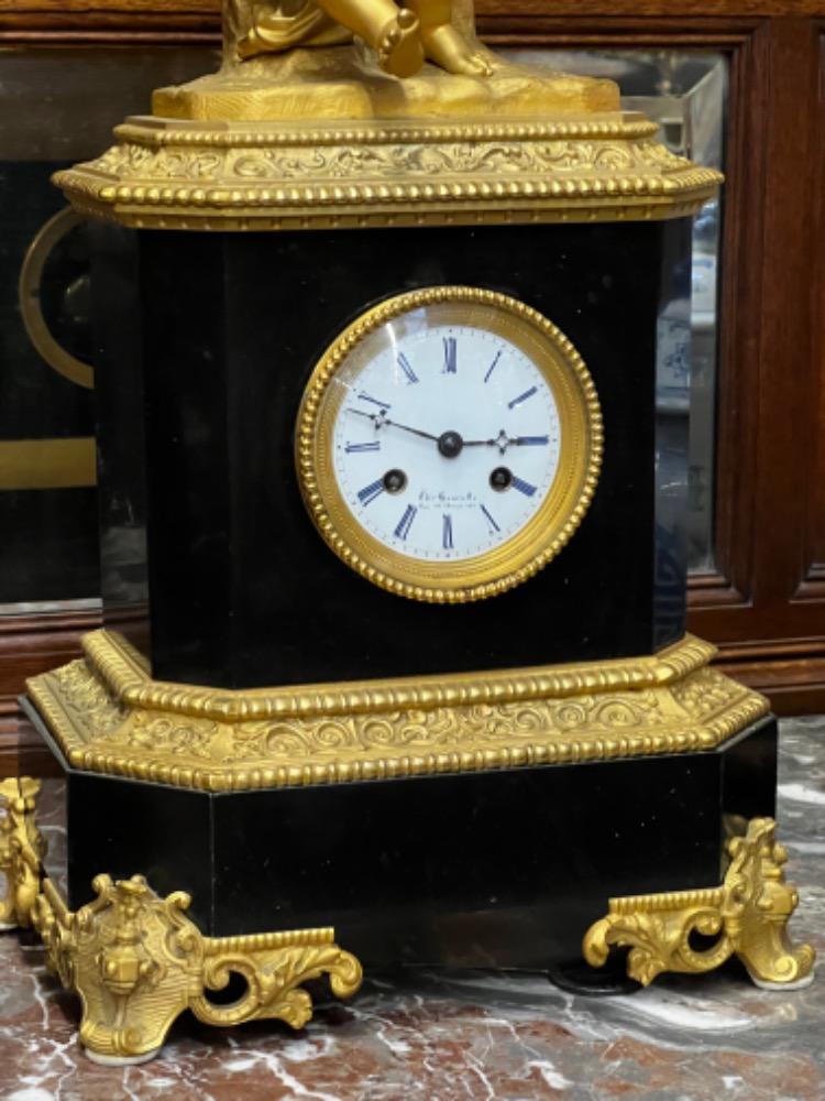 Napoleon 3 clockset with bronze putti 