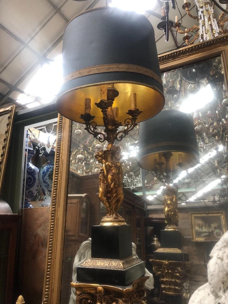 Nice large brass lamp with 3 womans 