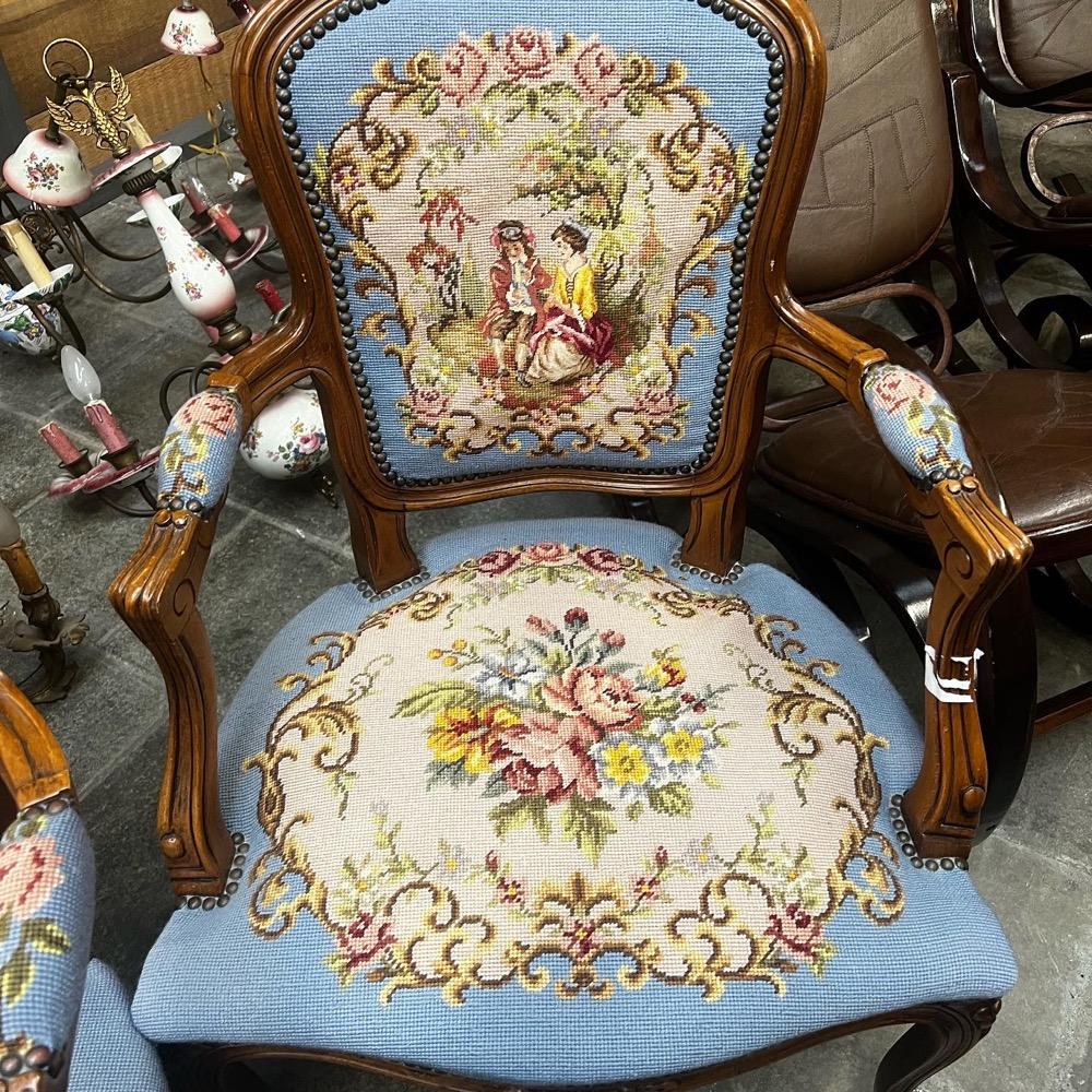 Pair louis xv sofas with needlepoint 