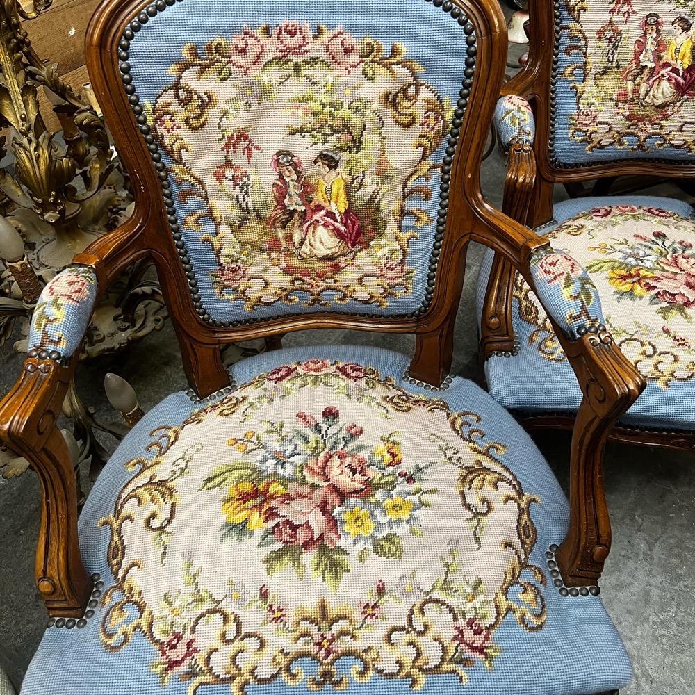 Pair louis xv sofas with needlepoint 